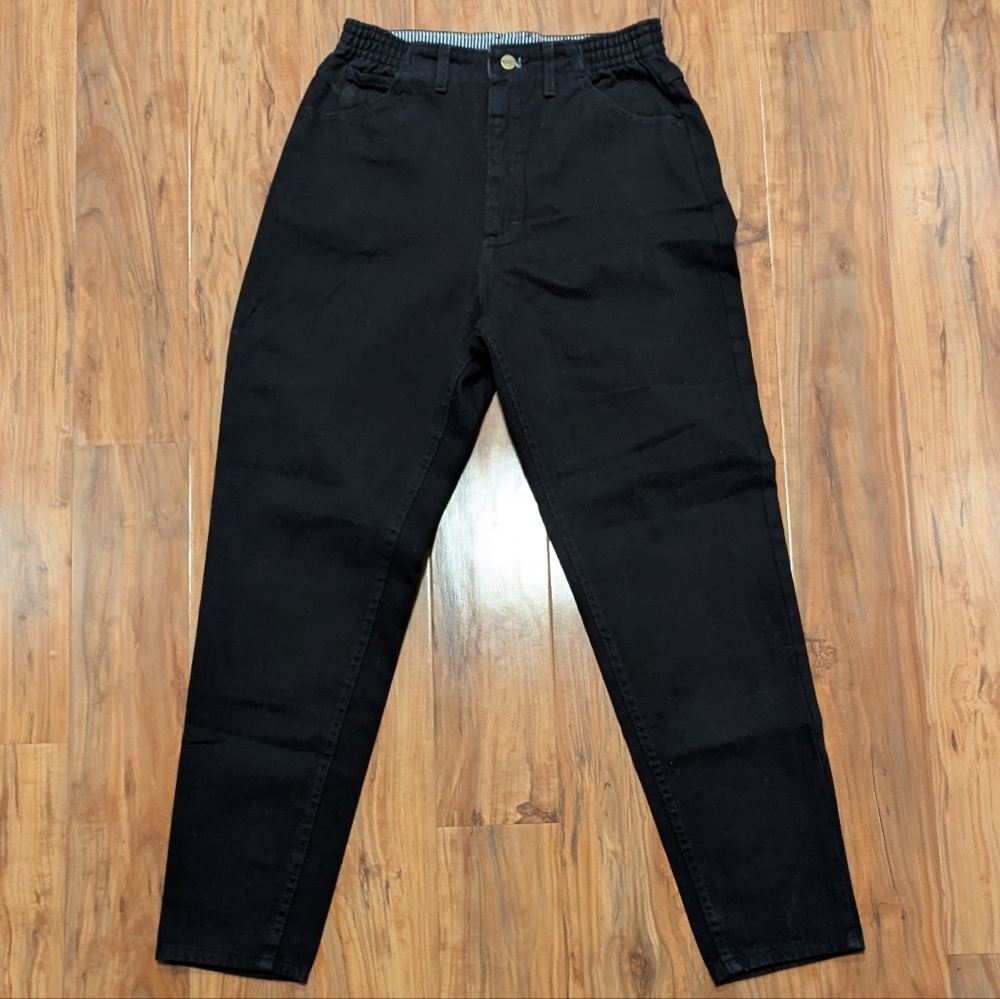 VTG L.L. Bean High Waist Black Canvas Utility Straight Leg Pant Womens 13 Casual
